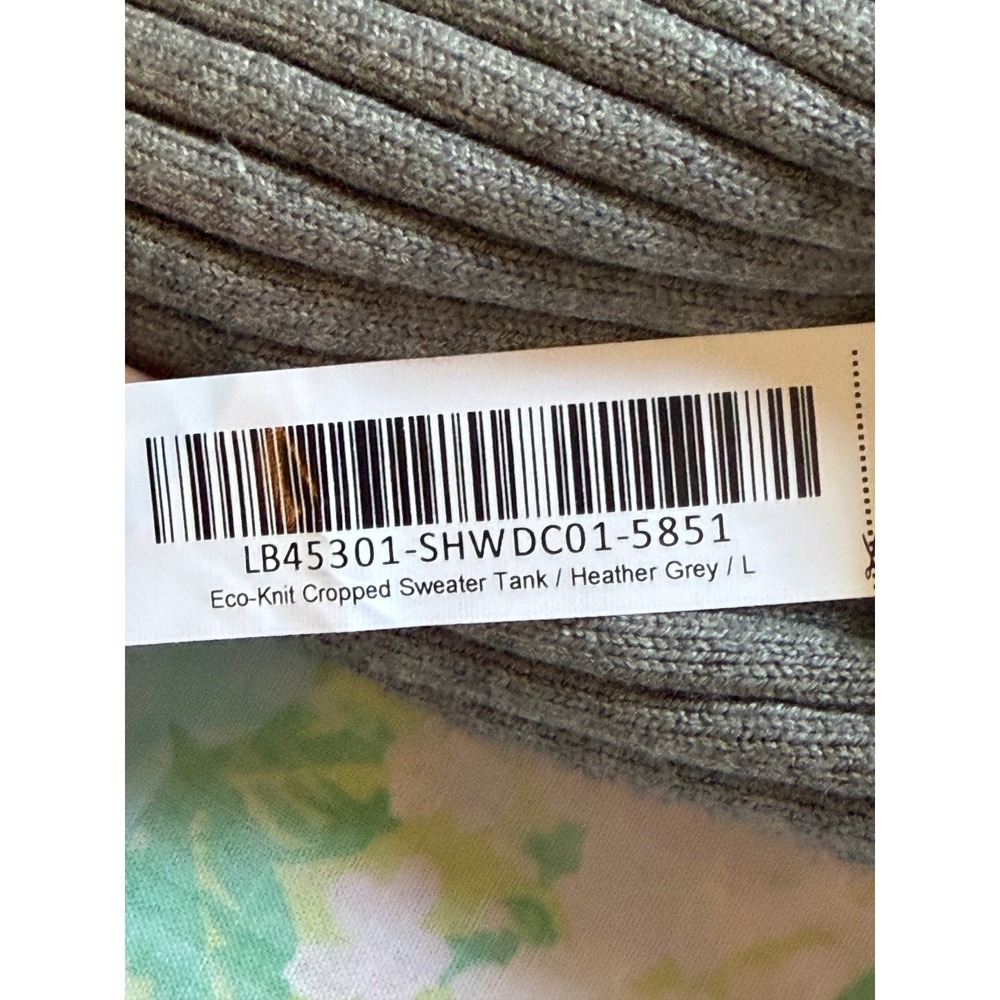 NWT Quince | Eco-Knit Cropped Sweater Tank Large Heather Grey V-Neck Ribbed Rib - Picture 8 of 8